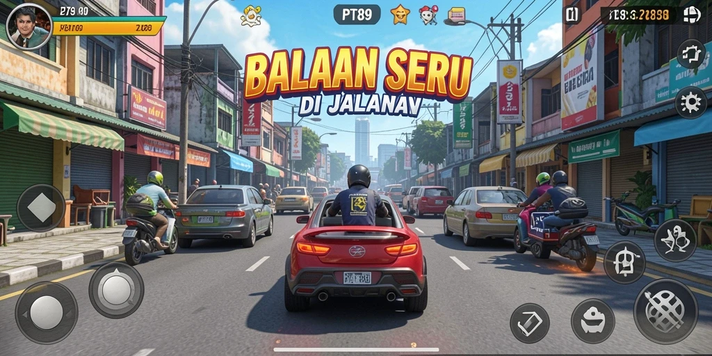 Gameplay PT89 yang mendebarkan saat balapan di lintasan.
