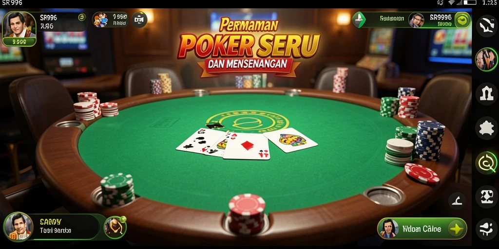 Tampilan gameplay poker yang menarik dan interaktif.